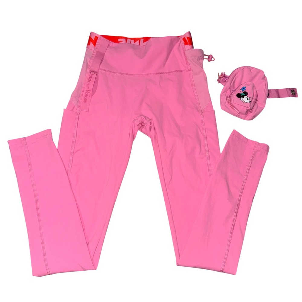 Outdoor Voices x Disney Minnie Pink Leggings XS w/ Detachable "Snack" Pouch